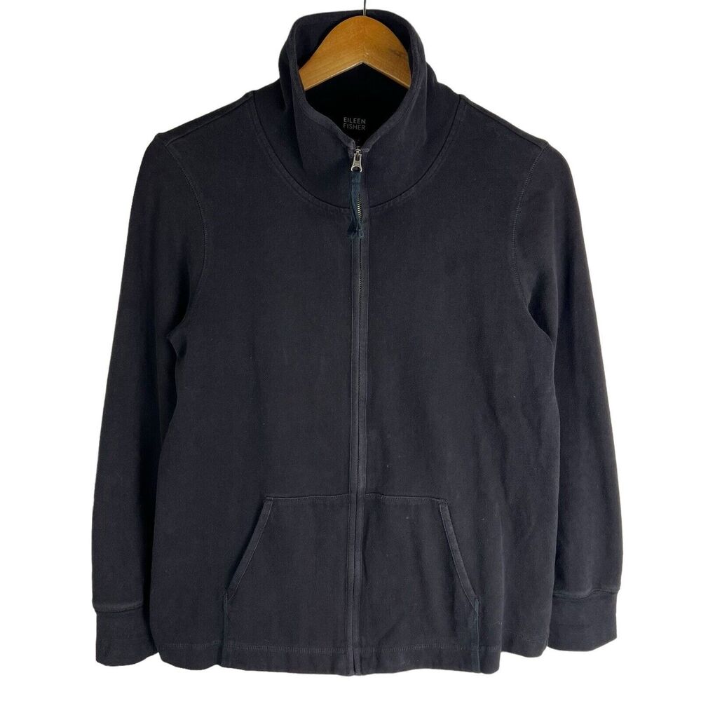 Eileen Fisher Womens Full Zip Jacket Sz Medium Casual Relaxed Cotton Designer